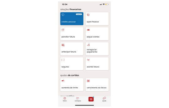 imagem da tela do celular com o App Hipercard aberto