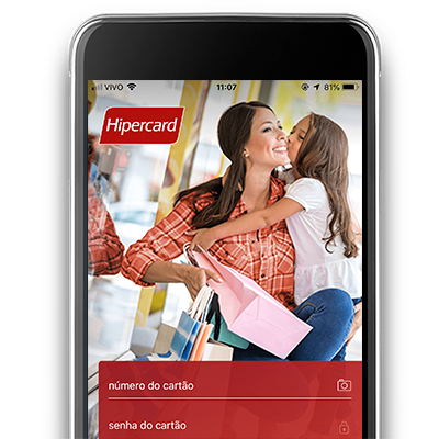 tela de celular com o aplicativo da hipercard aberto